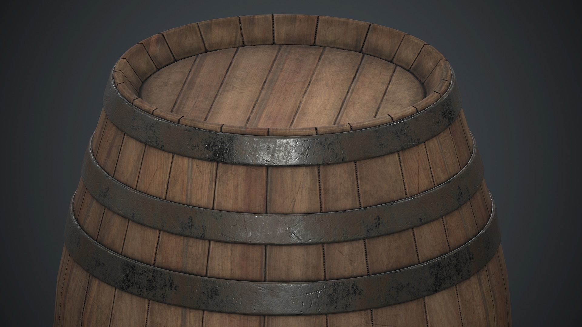 Wooden Barrel PBR Game Ready Low-poly 3D model_7
