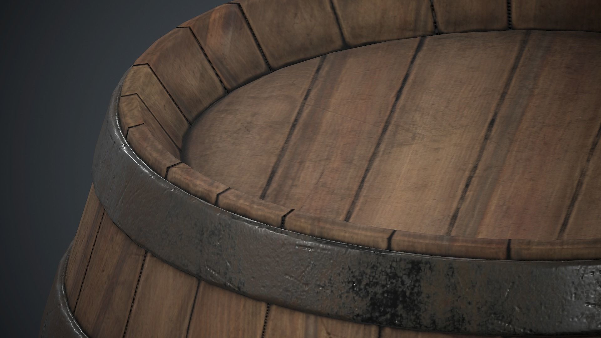 Wooden Barrel PBR Game Ready Low-poly 3D model_8