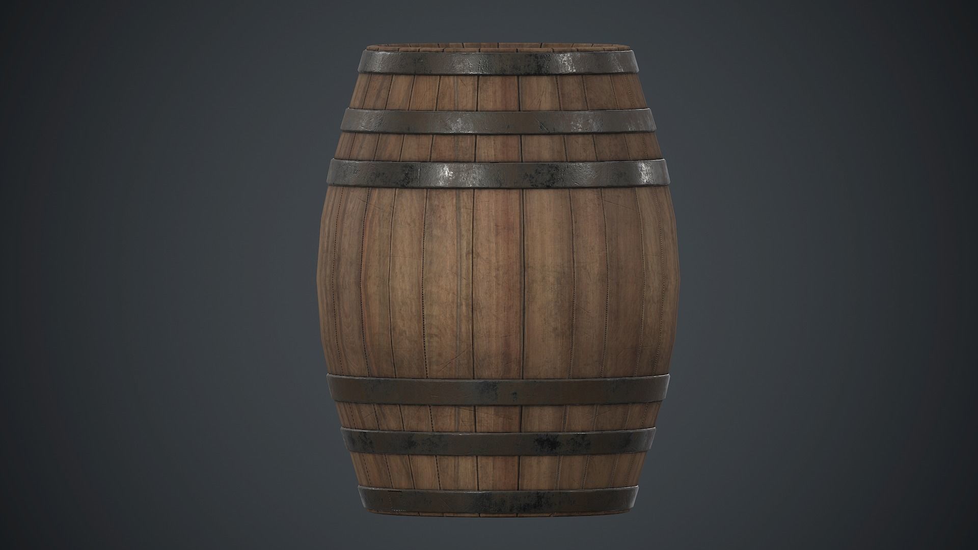 Wooden Barrel PBR Game Ready Low-poly 3D model_9