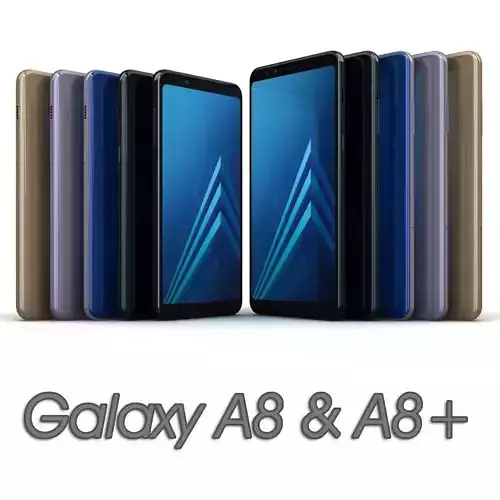 Samsung Galaxy A8 and A8 Plus 2018 All Color Low-poly 3D model
