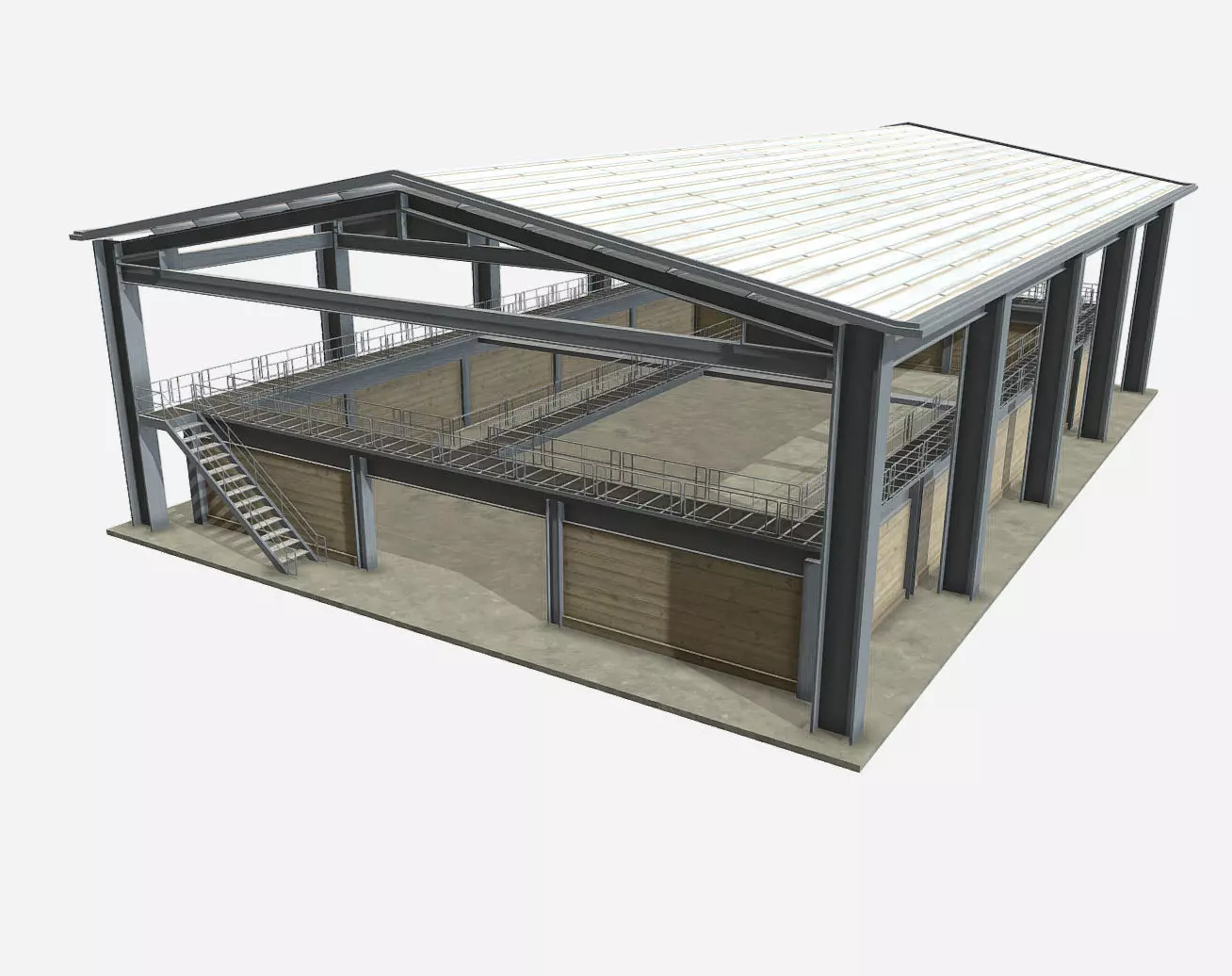 Farm Warehouse Low-poly 3D model_0