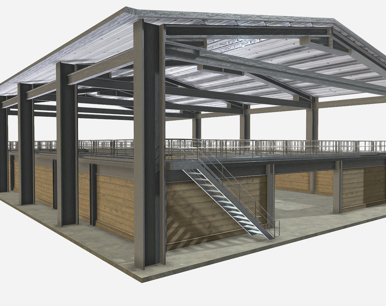 Farm Warehouse Low-poly 3D model_1