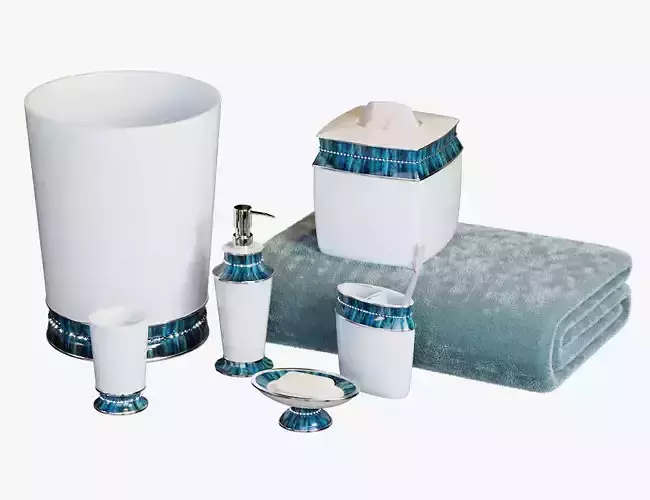 Chic Aqua Trim Bath Accessories