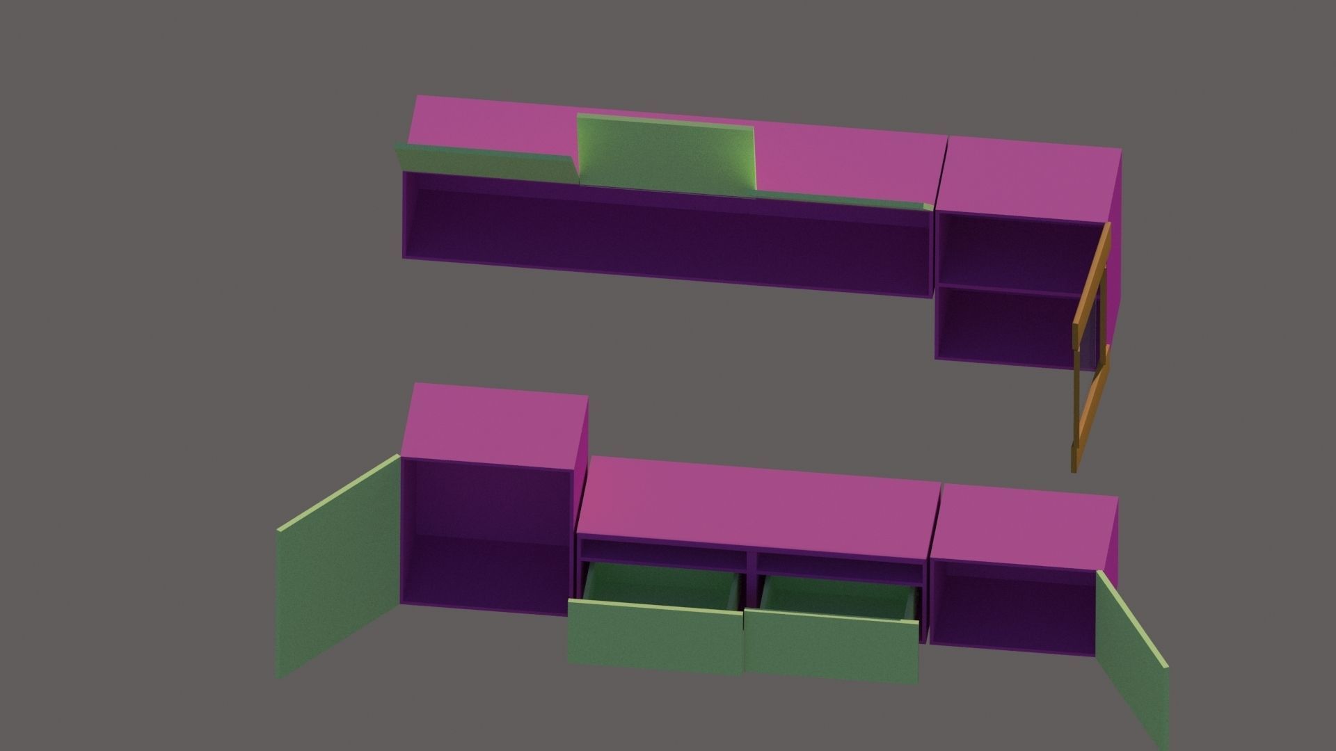 Wardrobe for TV 3D model_2