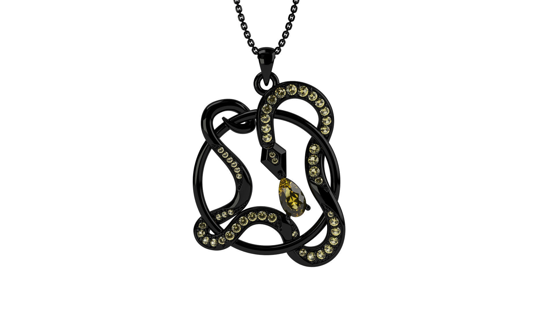 Snake Circle Pendant  3D print model_4