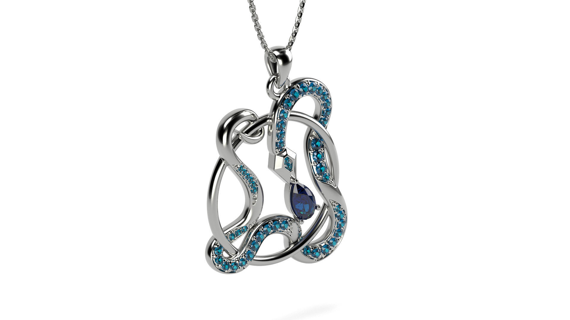 Snake Circle Pendant  3D print model_1