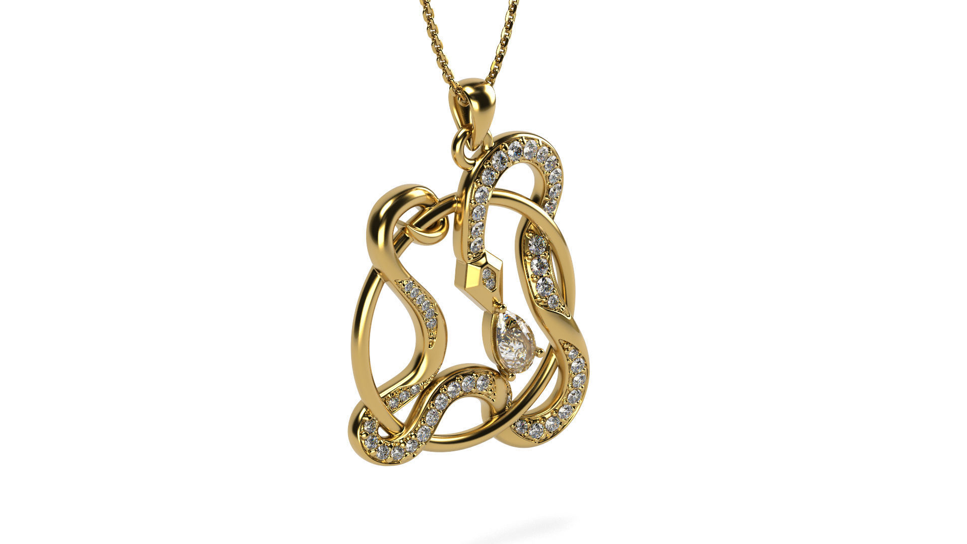 Snake Circle Pendant  3D print model_3