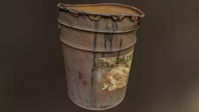 Old rusty oil barrel can Low poly 3D model Low-poly 3D model