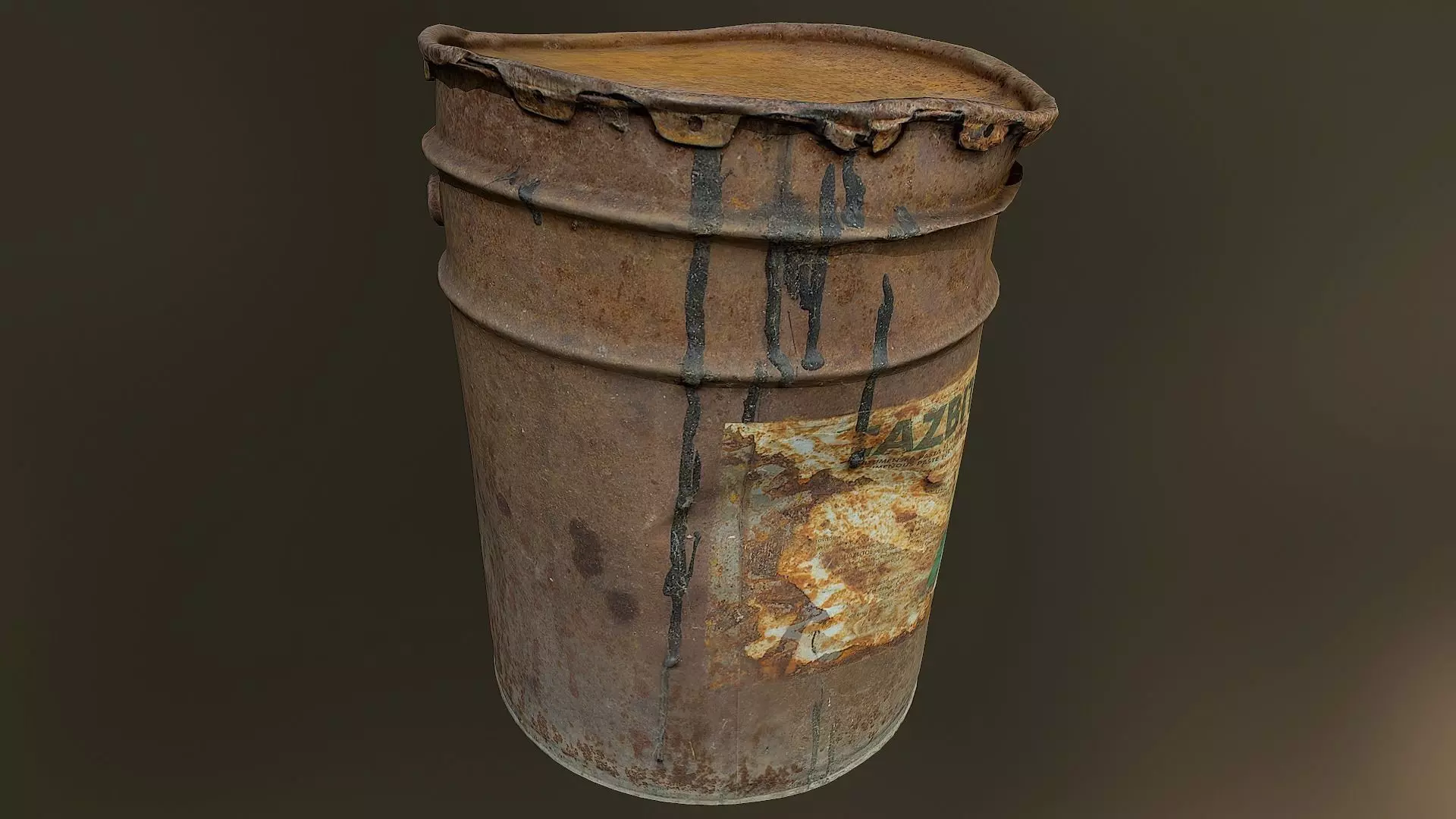 Old rusty oil barrel can Low poly 3D model Low-poly 3D model_0