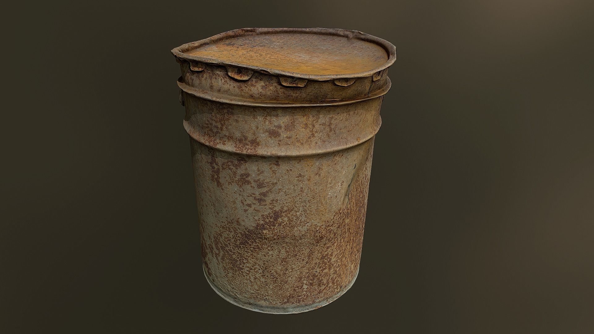 Old rusty oil barrel can Low poly 3D model Low-poly 3D model_3