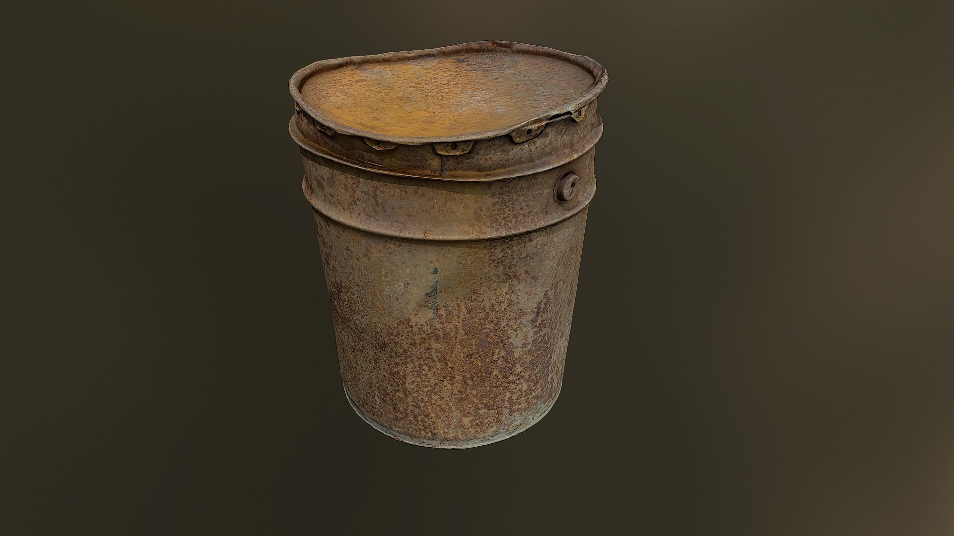 Old rusty oil barrel can Low poly 3D model Low-poly 3D model_1