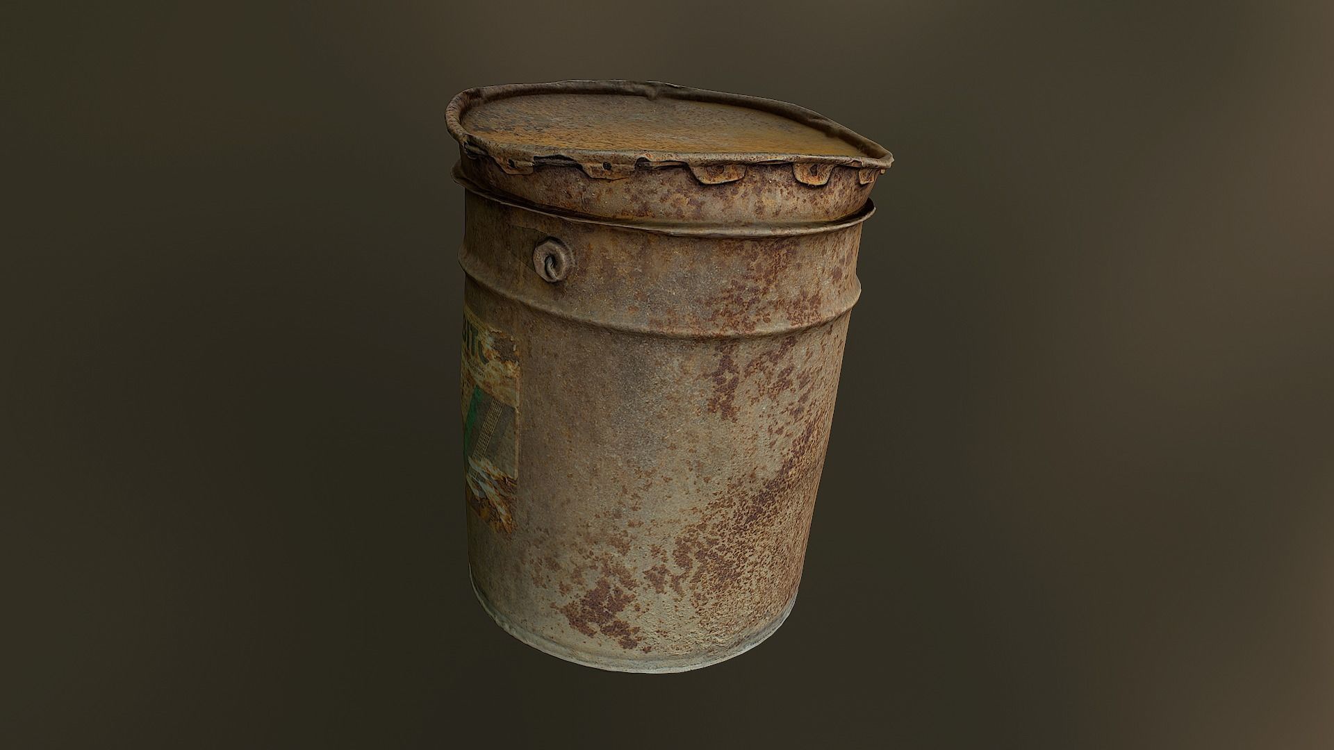 Old rusty oil barrel can Low poly 3D model Low-poly 3D model_6