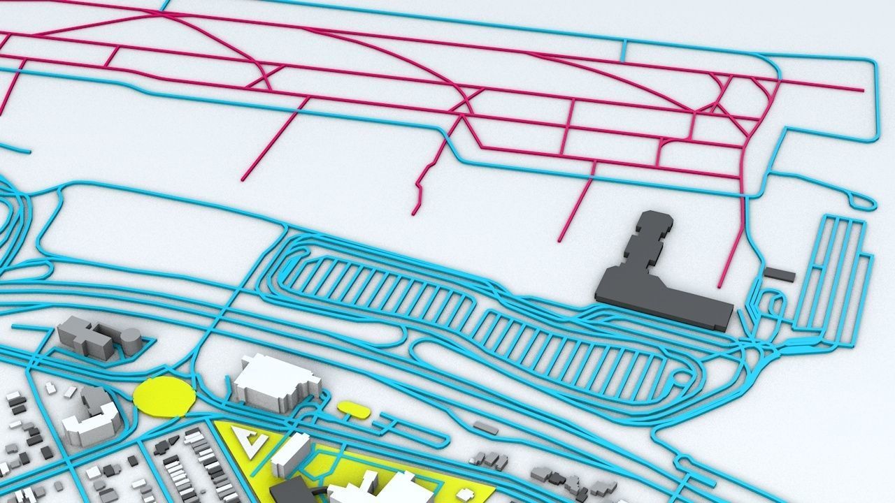New York LaGuardia LGA Airport Roads and Buildings 3D model_2
