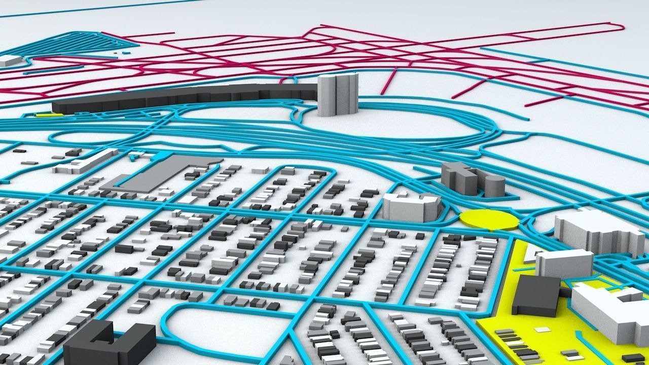 New York LaGuardia LGA Airport Roads and Buildings 3D model_1