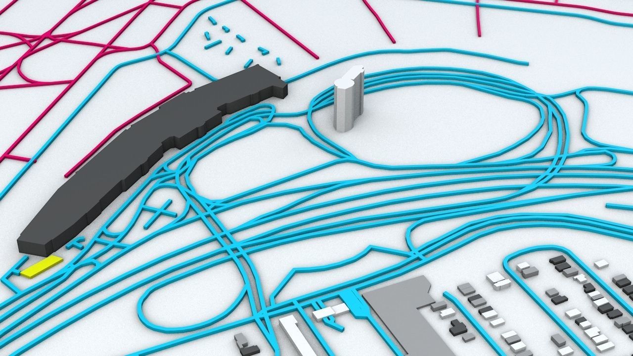 New York LaGuardia LGA Airport Roads and Buildings 3D model_3