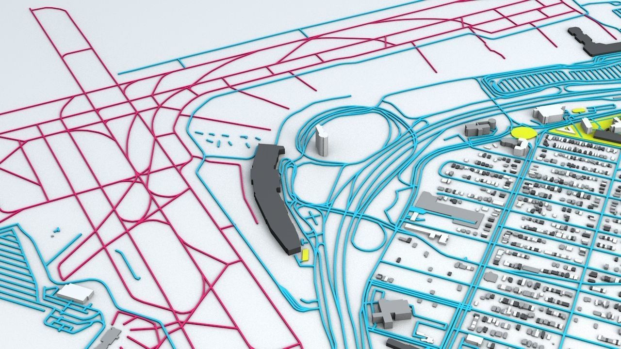 New York LaGuardia LGA Airport Roads and Buildings 3D model_5