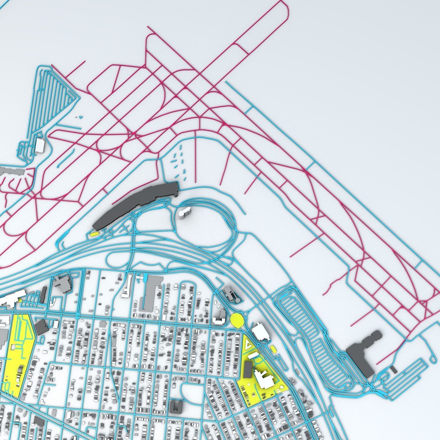 New York LaGuardia LGA Airport Roads and Buildings 3D model_6
