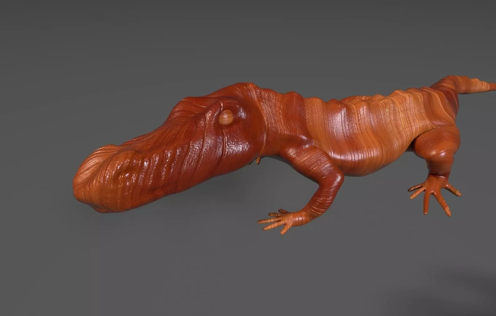 Wooden Croc Low-poly 3D model_0