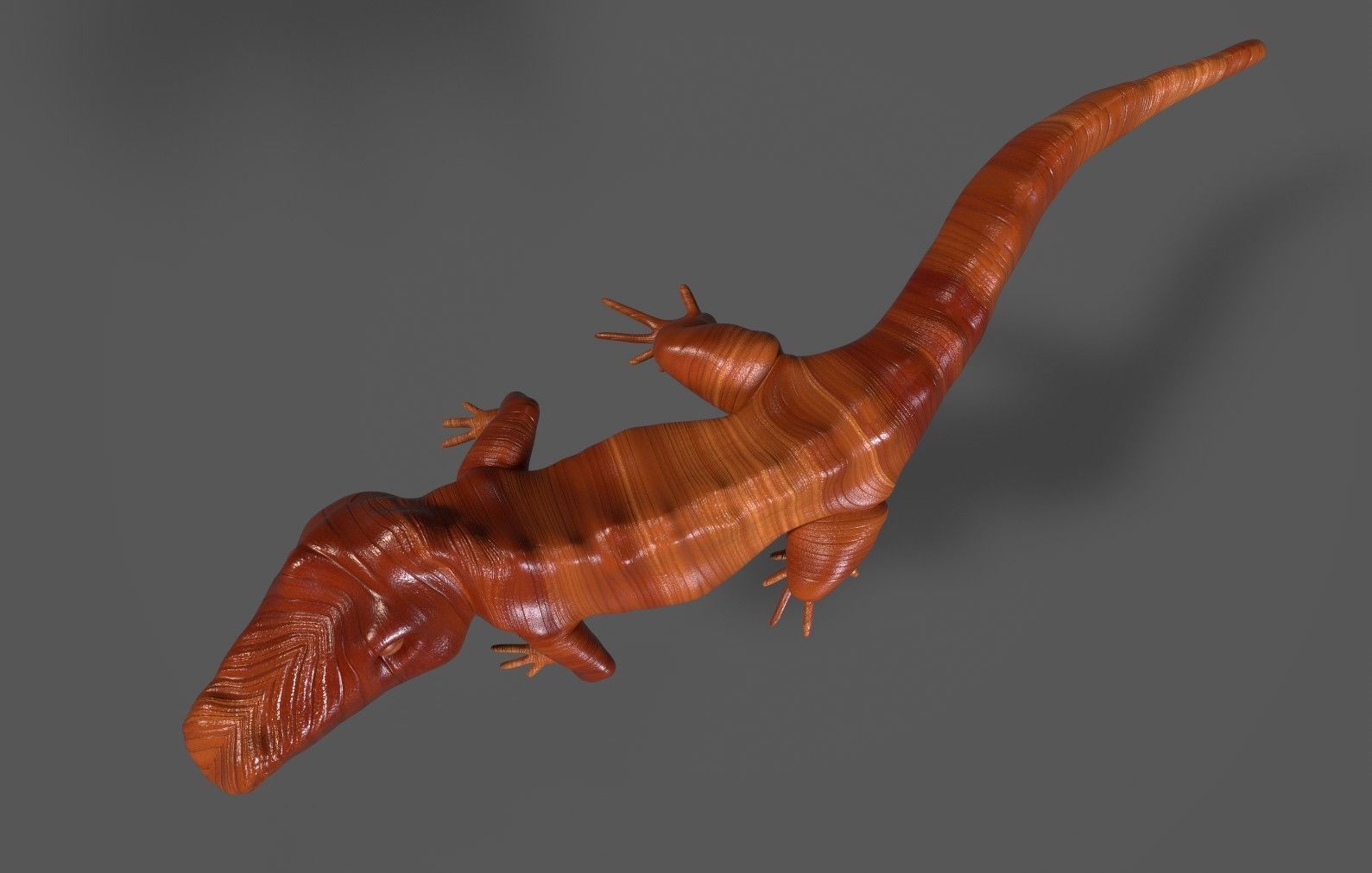 Wooden Croc Low-poly 3D model_1