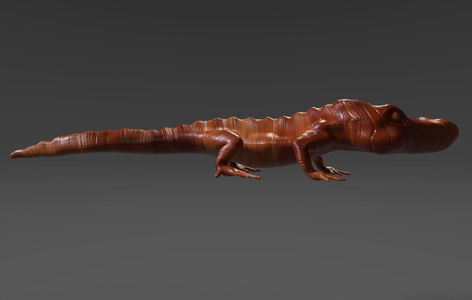 Wooden Croc Low-poly 3D model_6