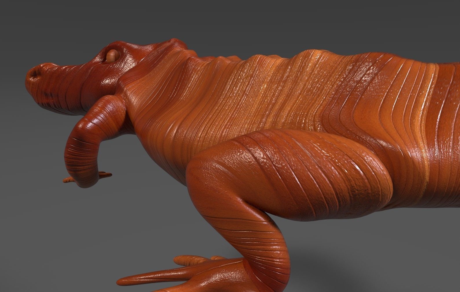 Wooden Croc Low-poly 3D model_2