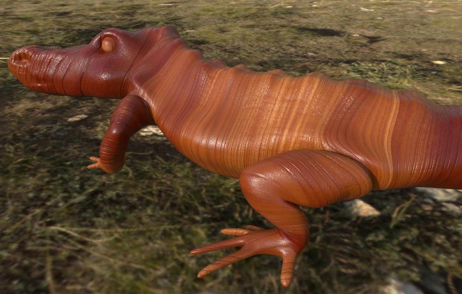 Wooden Croc Low-poly 3D model_8