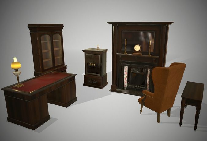 Antique furniture  Low-poly 3D model