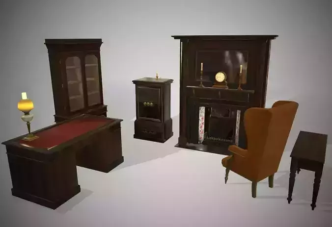 Antique furniture  Low-poly 3D model