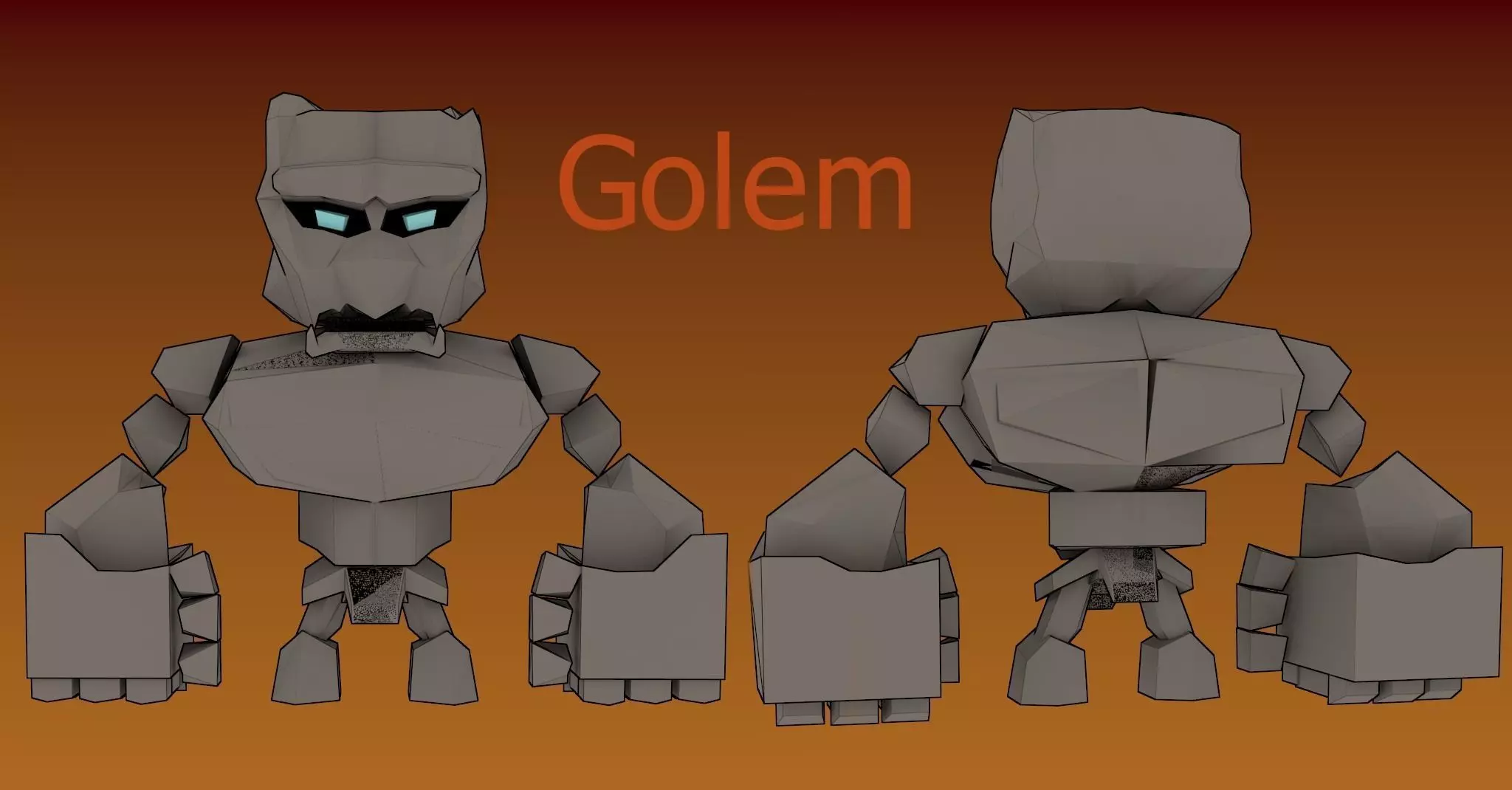 Golem Low Poly 3D model paper humanoid 3D model_0