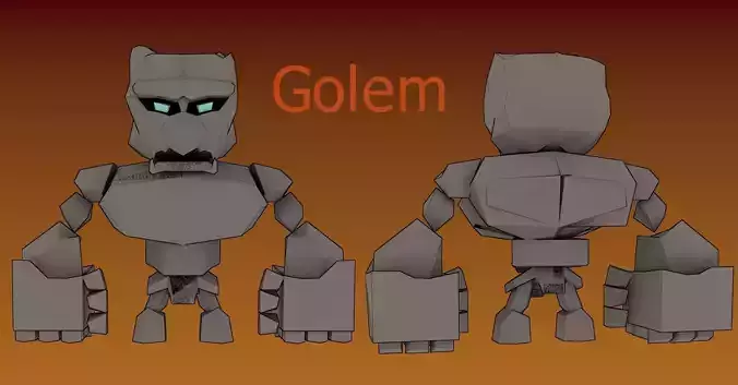 Golem Low Poly 3D model paper humanoid