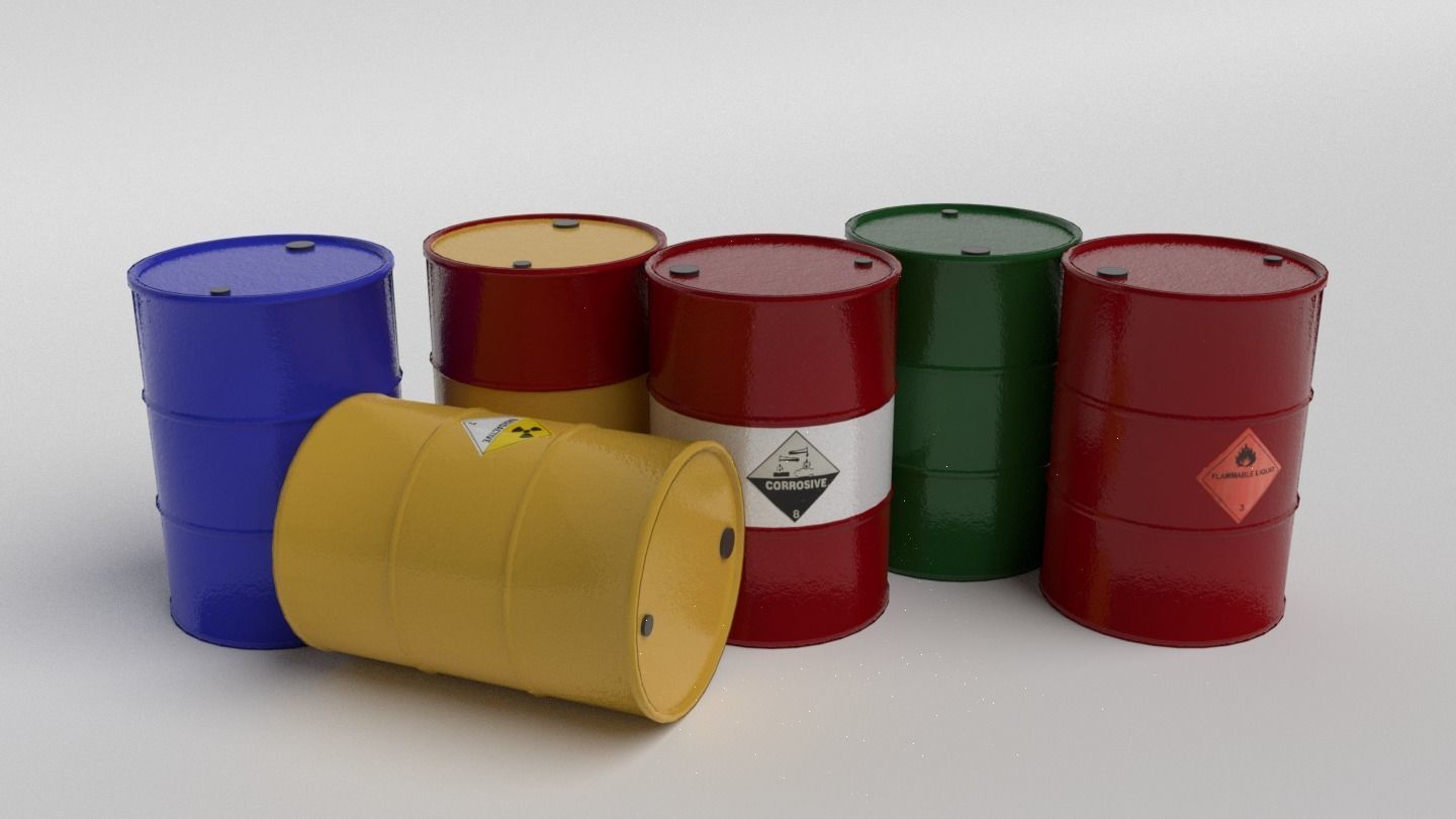 Metal Barrels - Low Poly PBR Low-poly 3D model_1