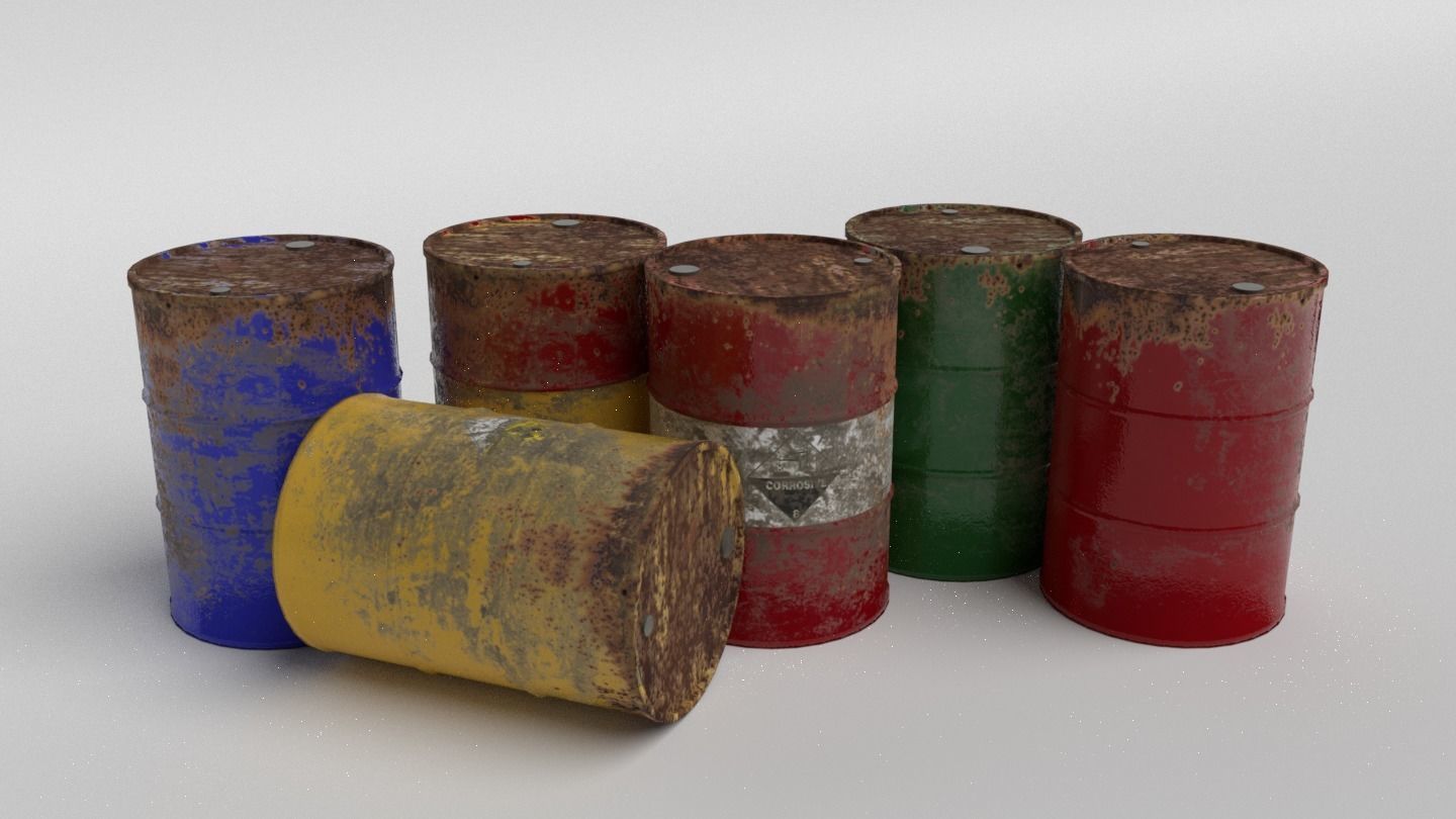 Metal Barrels - Low Poly PBR Low-poly 3D model_2