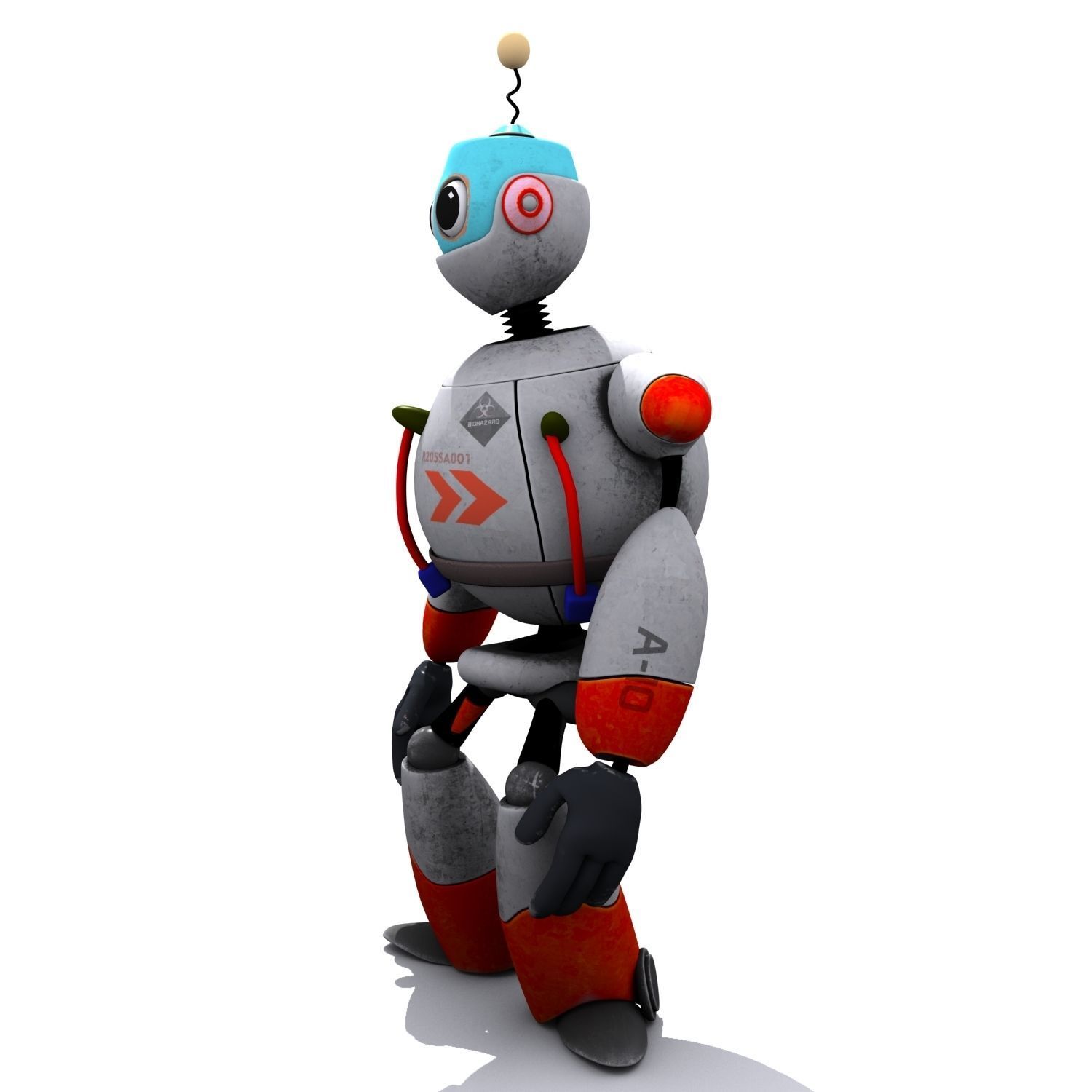 Robot Cartoon Character 3D model_2
