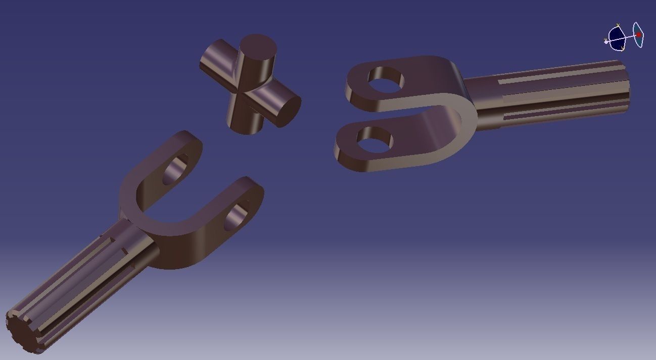 U joint metal rod with hook Free 3D model_1