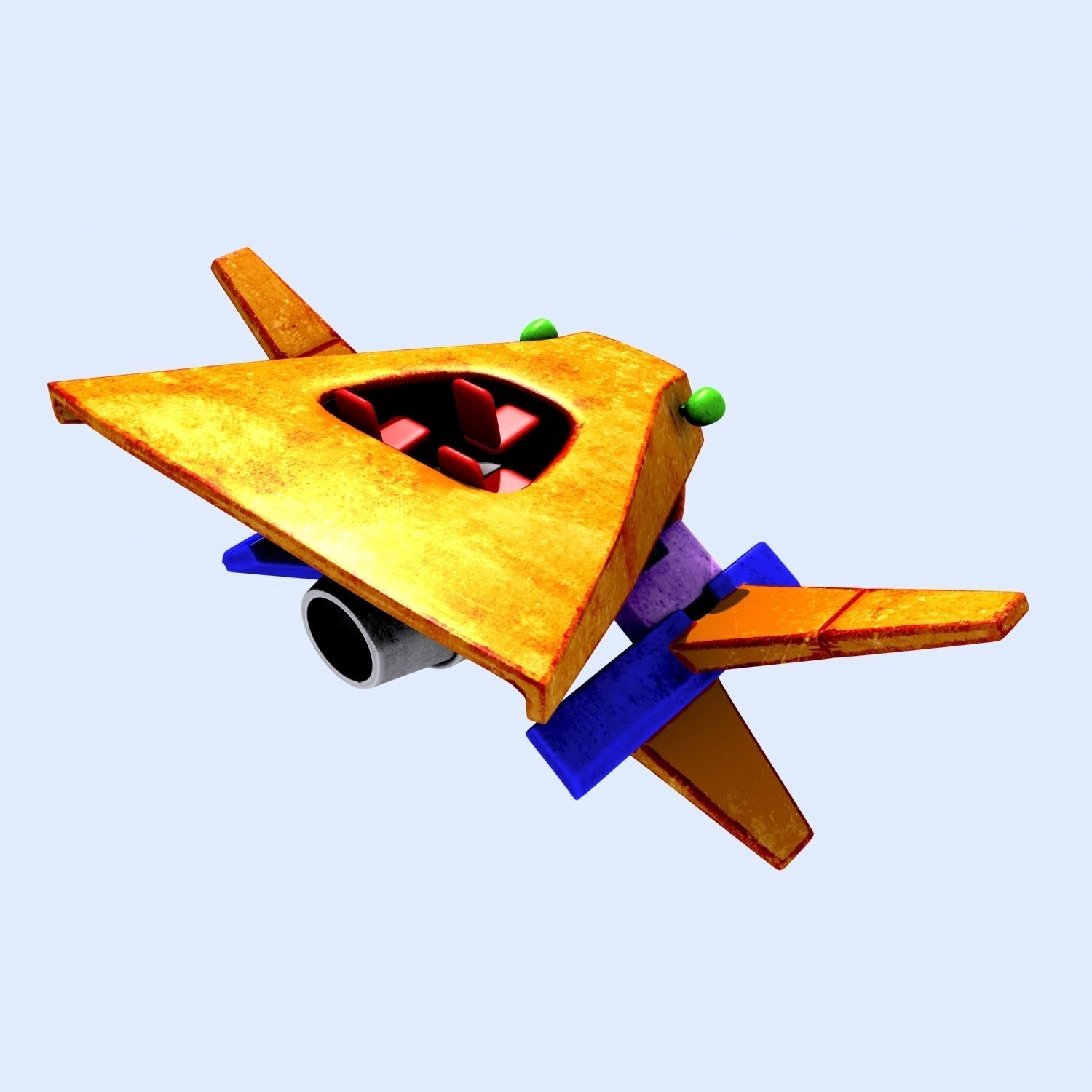 Cartoon Spaceship 01 3D model_3