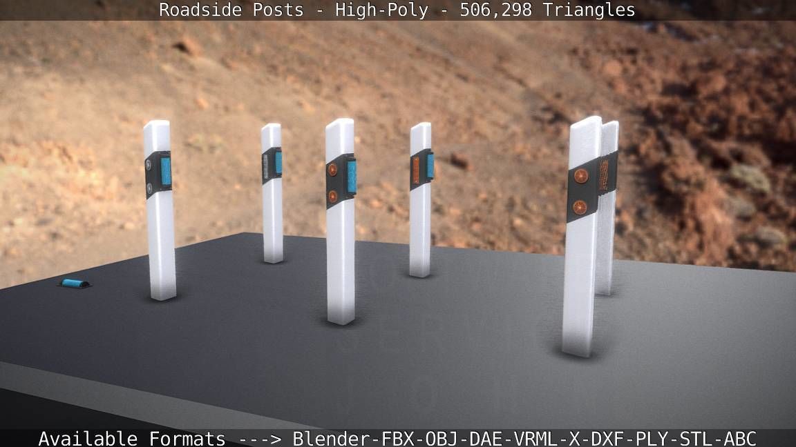 Roadside Posts High-Poly 3D model_91