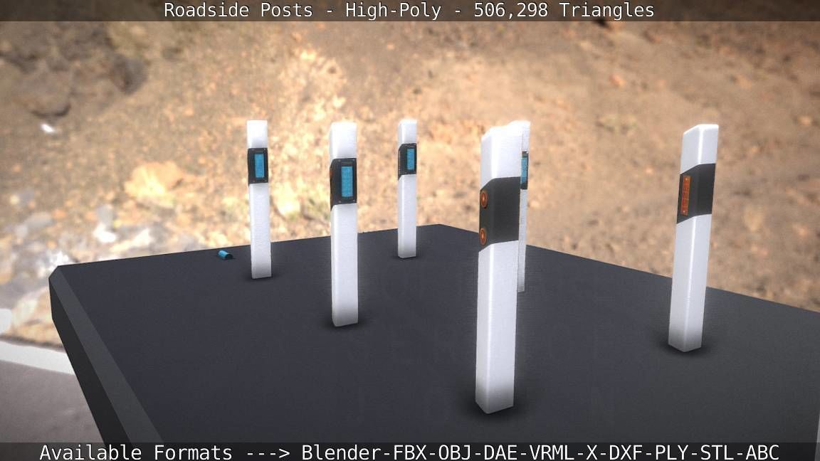 Roadside Posts High-Poly 3D model_90