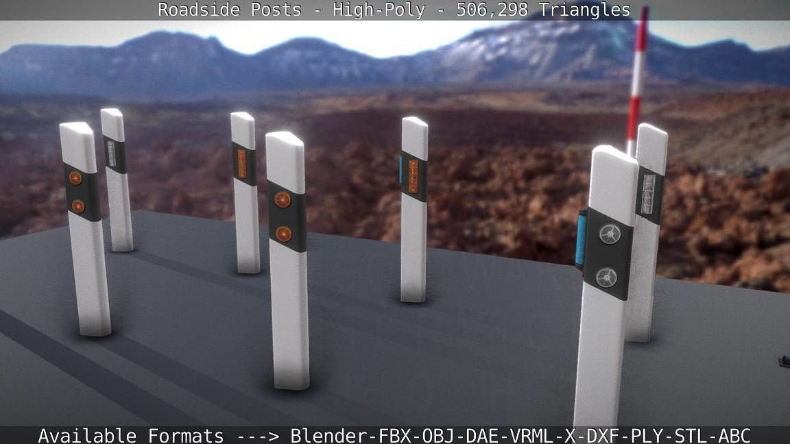 Roadside Posts High-Poly 3D model_98
