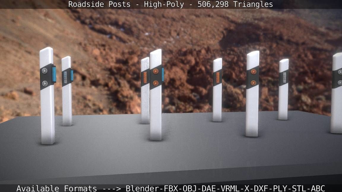Roadside Posts High-Poly 3D model_86