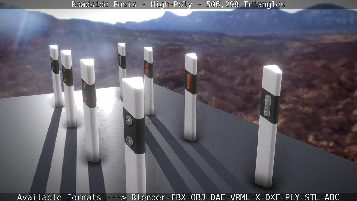 Roadside Posts High-Poly 3D model_100