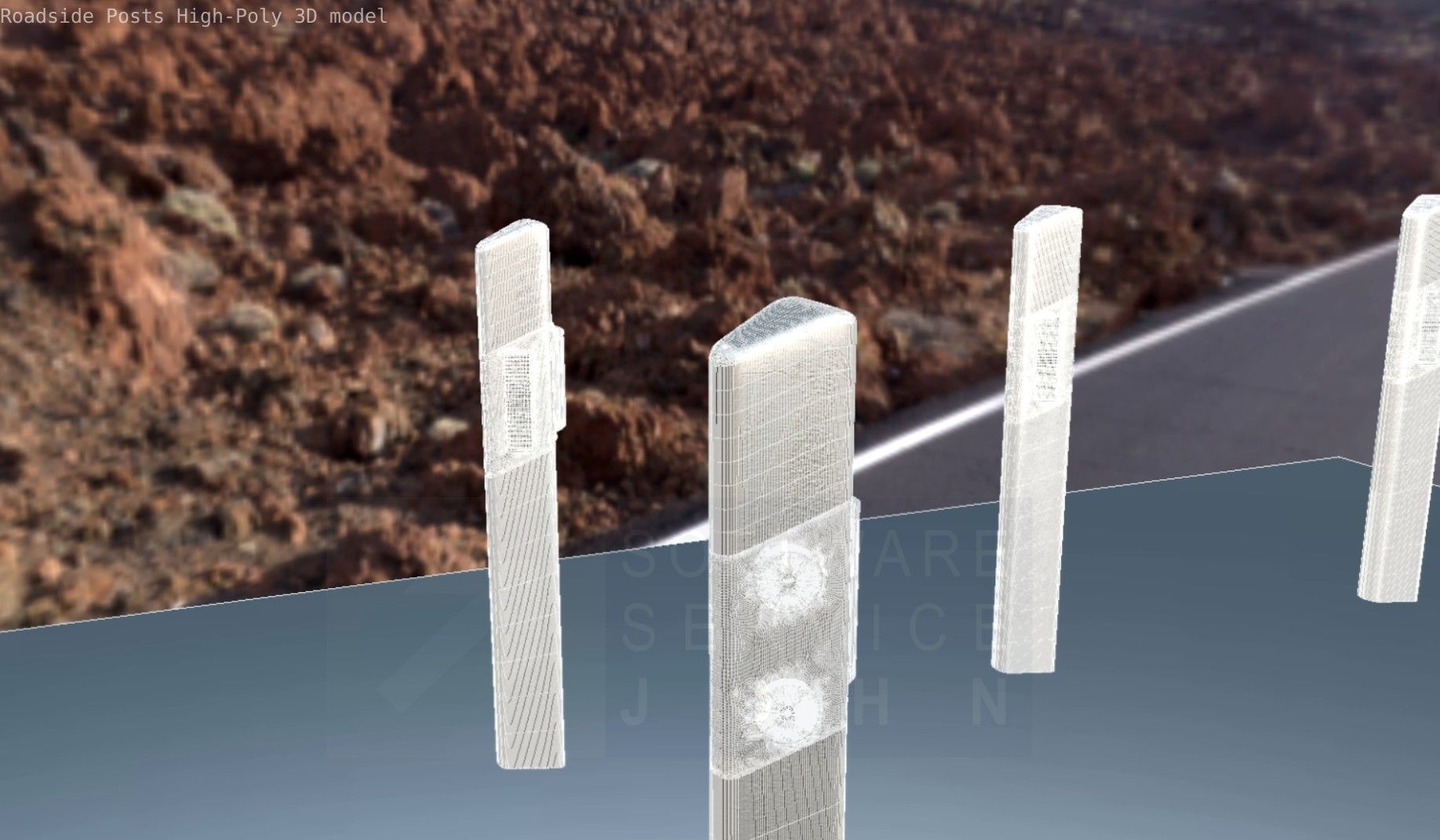 Roadside Posts High-Poly 3D model_64