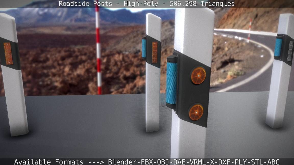 Roadside Posts High-Poly 3D model_116