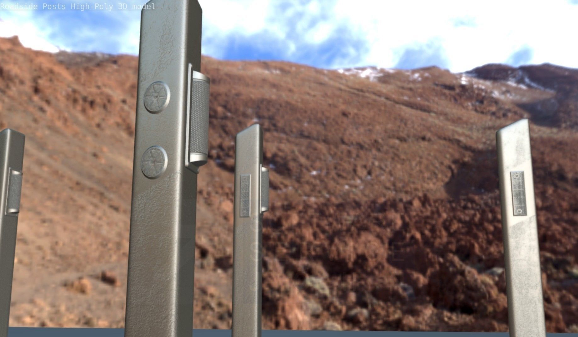 Roadside Posts High-Poly 3D model_66
