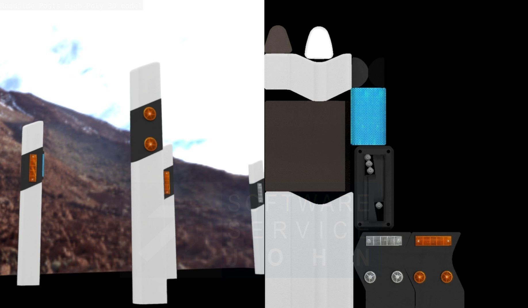 Roadside Posts High-Poly 3D model_60