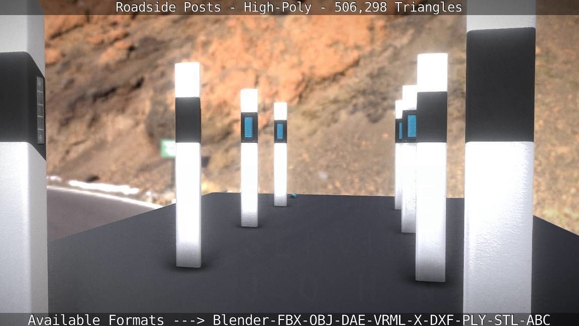 Roadside Posts High-Poly 3D model_96