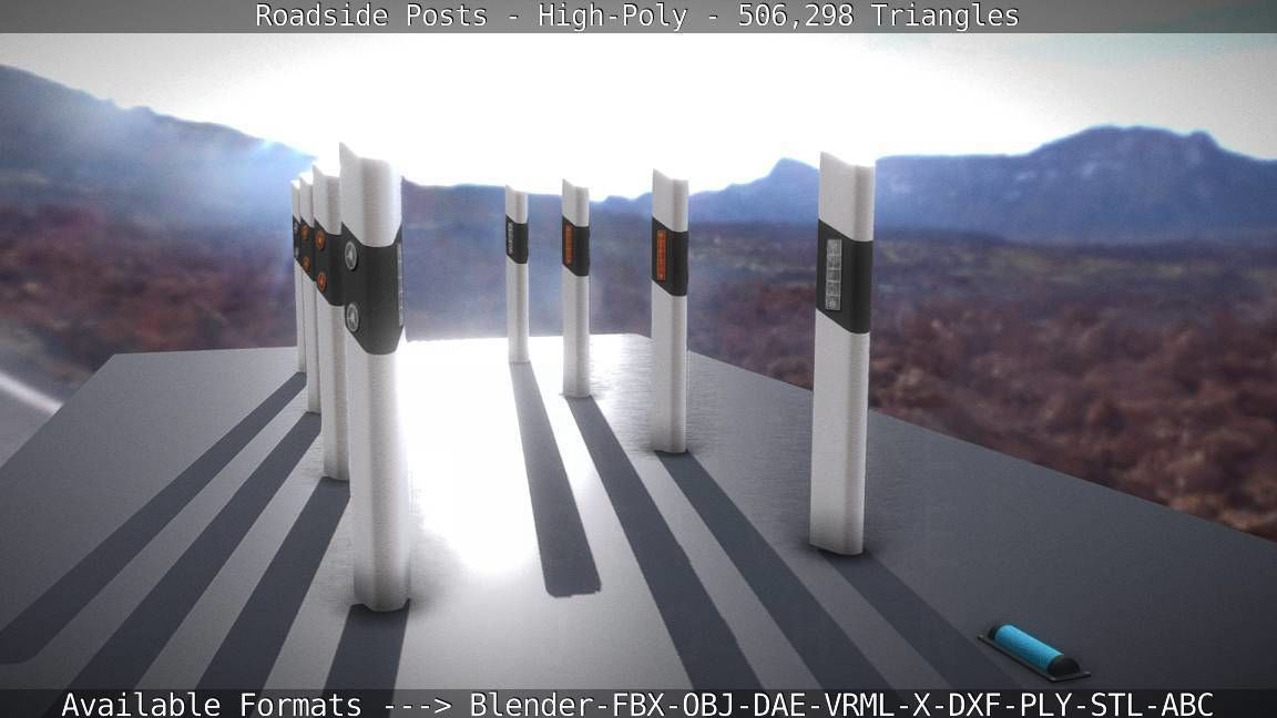 Roadside Posts High-Poly 3D model_80