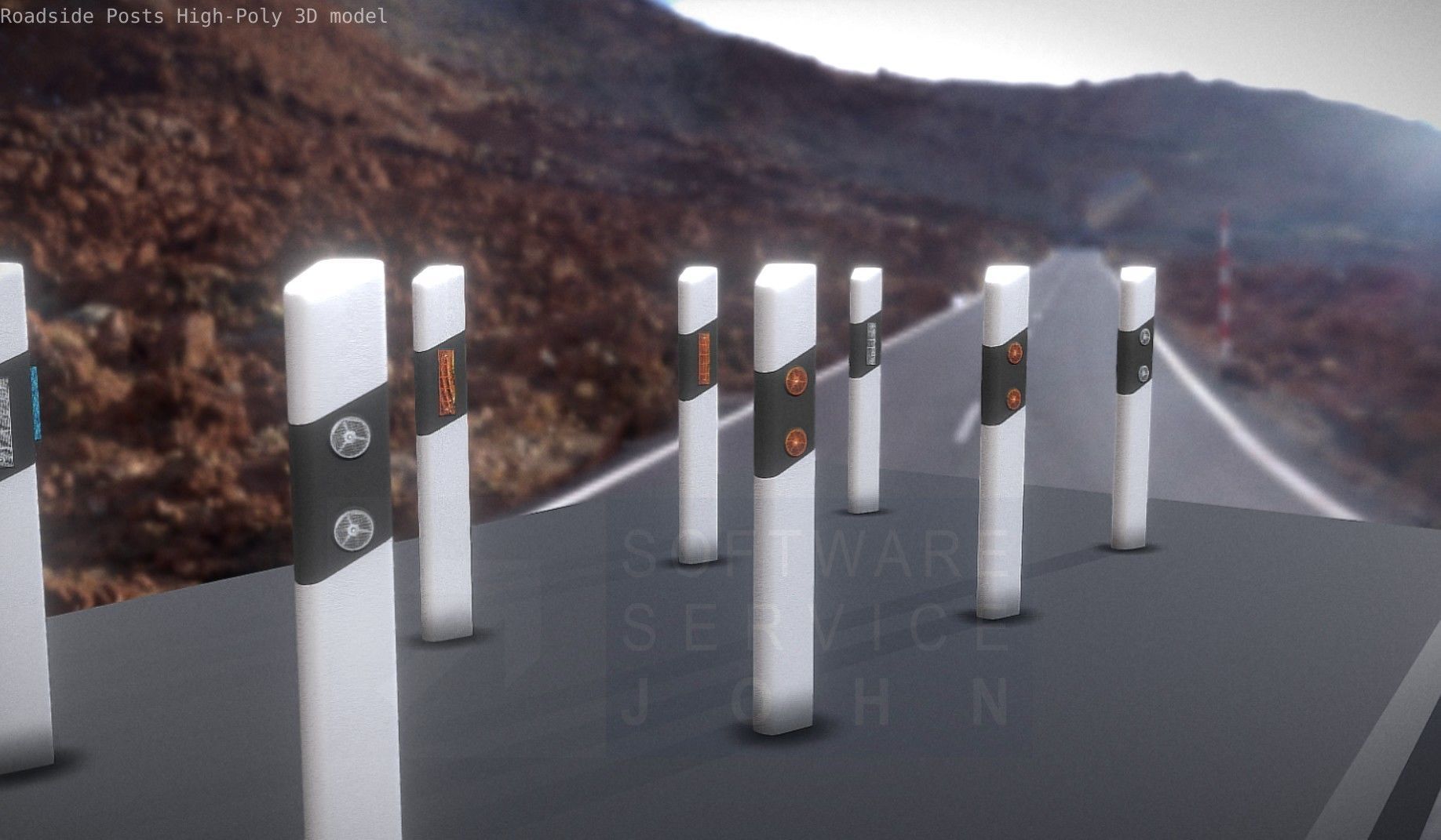 Roadside Posts High-Poly 3D model_20