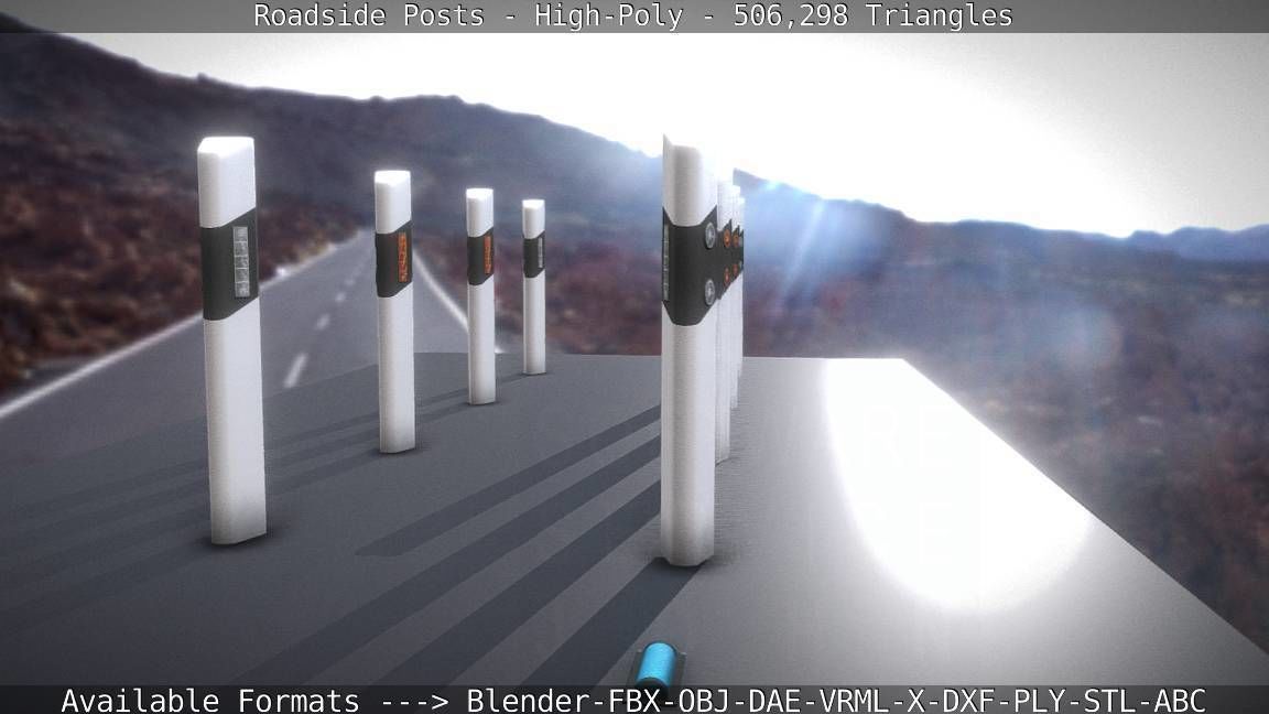 Roadside Posts High-Poly 3D model_76