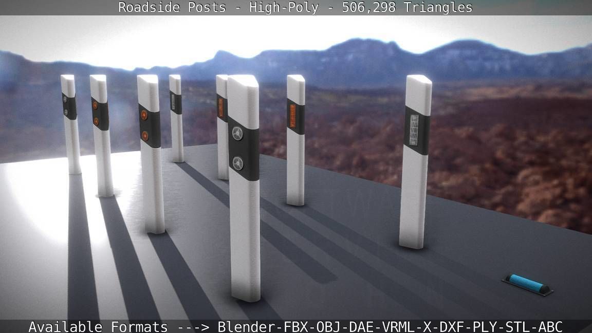 Roadside Posts High-Poly 3D model_75