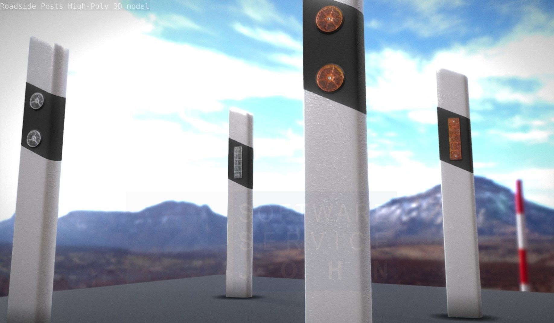 Roadside Posts High-Poly 3D model_17